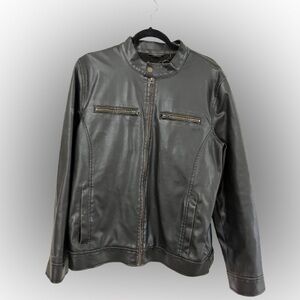 Route 66 Distressed Black Leather Bomber Jacket Men’s Sz M Coat